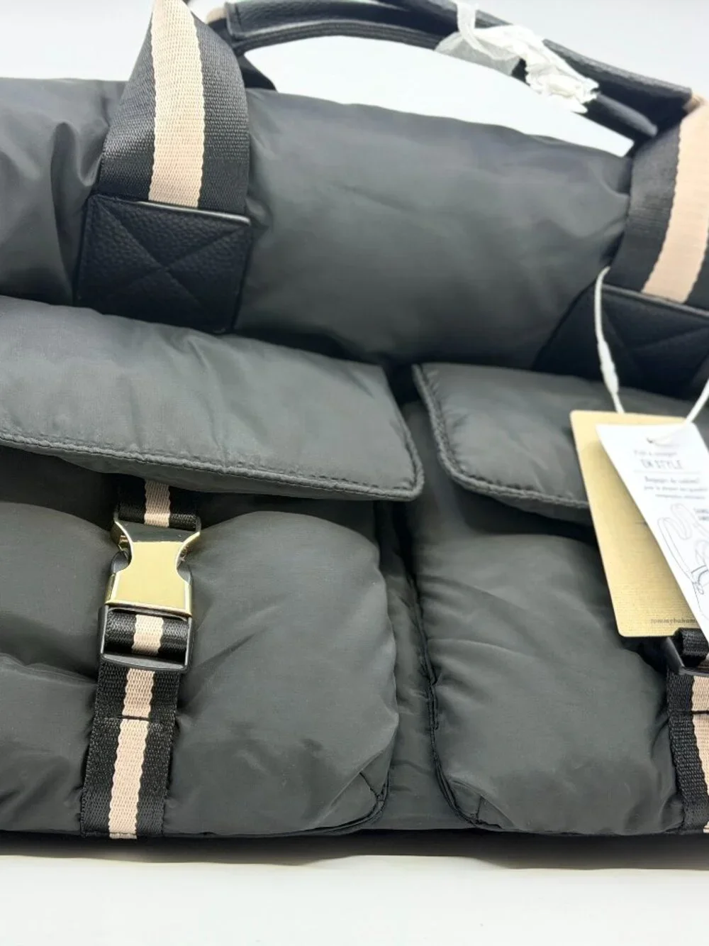 NWT Tommy Bahama Pepper Puffer Duffle Bag Black Quilted Weekender Laptop Travel